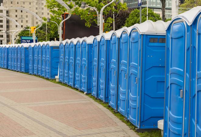 Seasonal porta potty units set up at a Lansdale, Pennsylvania venue